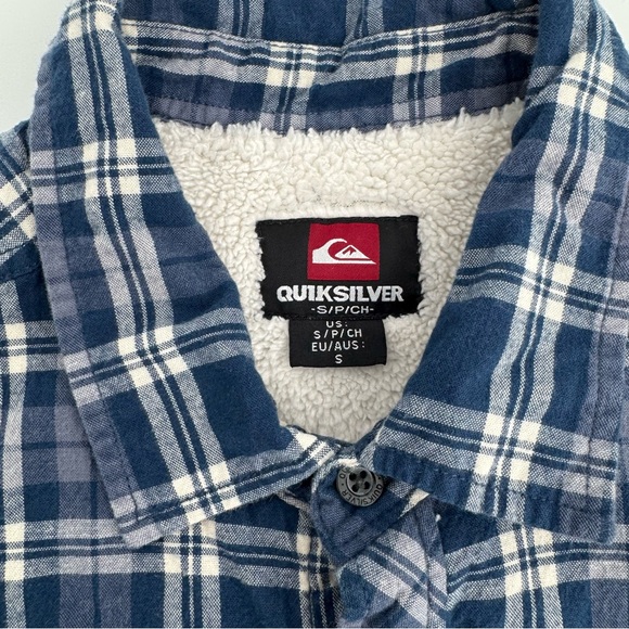 Quicksilver blue plaid button up jacket with sherpa liner - Picture 5 of 7
